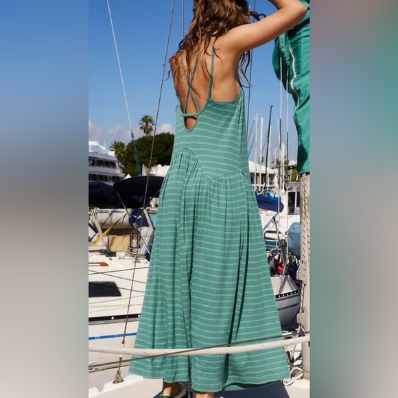 Free People Beach Lena Maxi Dress Size Medium Blue Combo - Picture 2 of 10